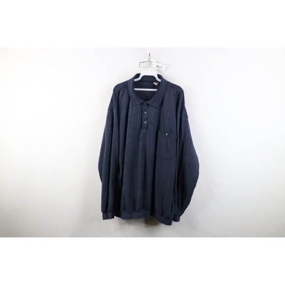 Vintage Other - Vtg 90s Streetwear Mens 3XL Distressed Thin Terry Cloth Fleece Collared Sweater